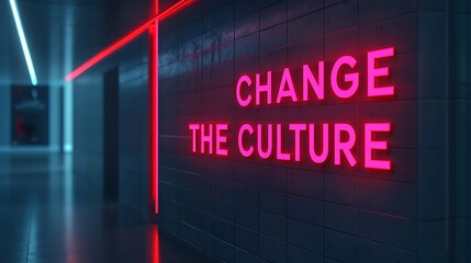 Fototapeta premium A neon-lit corridor features the phrase 