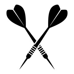 Crossed black darts with striped grips dartboard game