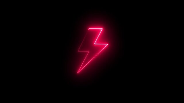 Neon red  color battery charging power fast concept icon animation.