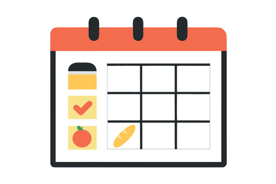 Calendar With Checklist And Food Items For Planning planner schedule