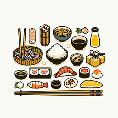 vector illustration of japanese food