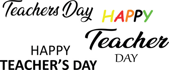 Happy Teacher’s Day Typography Set – Creative Text Designs for Greeting Cards and Banners