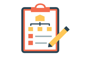Clipboard With Flowchart And Pencil On White Background checklist to do list