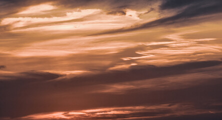 Fiery sunset sky with gradient clouds