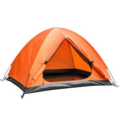 Orange camping tent isolated on transparent background