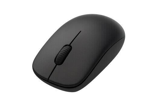 Wireless computer mouse hovering on transparent background
