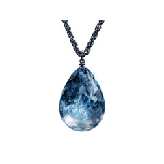Mystical Blue Teardrop Pendant Necklace with Smoke Effect