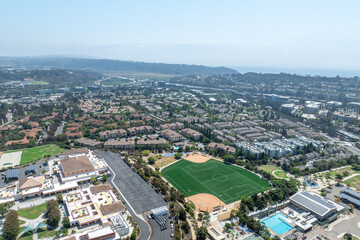 Naklejka premium Aerial view of Del Mar Neighborhood, San Diego County, California, United States, located next the coast of the Pacific Ocean