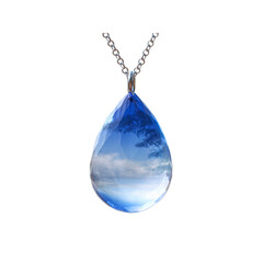 Teardrop Necklace with Sky and Cloudscape Reflection