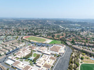 Aerial view of Del Mar Neighborhood, San Diego County, California, United States, located next the coast of the Pacific Ocean