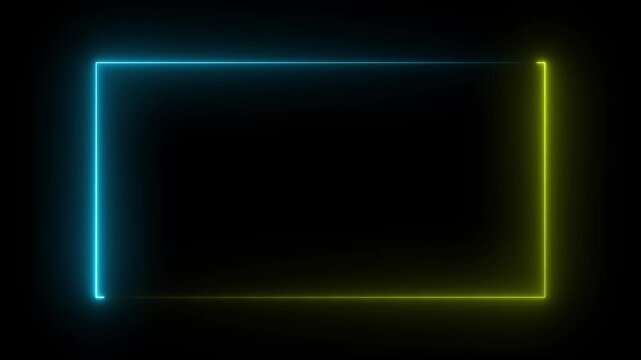 Animation of glowing neon rectangles abstract background. neon square against isolated dark background 4k video animation.