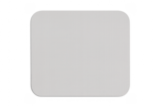 Blank white square coaster with rounded corners on transparent background