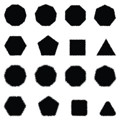 Abstract spiky geometric shape silhouette icon set with circle, triangle, square, pentagon, polygon, hexagon and octagon vector illustration.