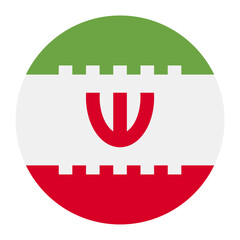 Iran national flag isolated on white. Official horizontal tricolor green, white, and red with emblem and script, simple flat design. Vector clipart or icon for Iranian events and news illustration