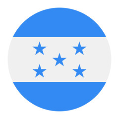 Honduras national flag isolated on white. Official horizontal blue and white stripes with five blue stars, simple flat design. Vector clipart or icon for Honduran events and news illustration, travel 