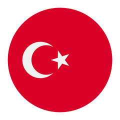 Turkey national flag isolated on white. Official red field with white crescent and star, simple flat design. Vector clipart or icon for Turkish events and news illustration, travel or politics banner.