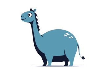 Naklejka premium Whimsical blue dinosaur character design standing proudly with a long neck and a round belly