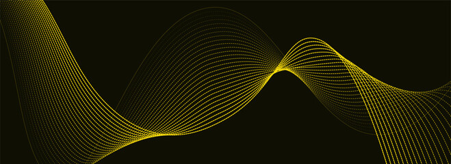 Vector abstract background with dynamic yellow waves, lines and particles.