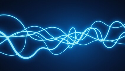 Abstract digital network showcasing flowing light trails with glowing blue fiber optic strands