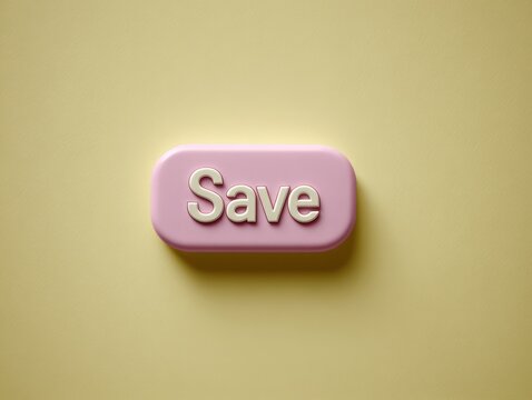 Pastel pink save button on a pale yellow background
