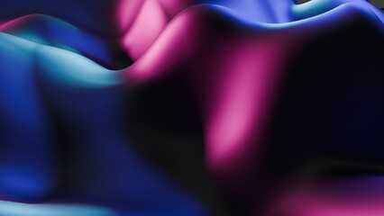 Blue And Pink Smooth 3D Fluid Curves With Dark Shadows And Gradient Lighting