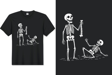 Two Skeletons with Spine “I Got Your Back” – Funny Halloween T‑Shirt Vector
