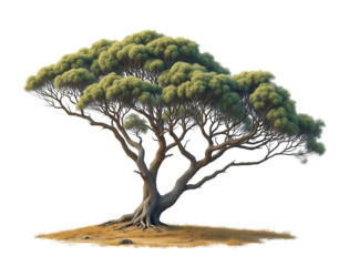  a solitary green tree with a full canopy, isolated on a transparent background