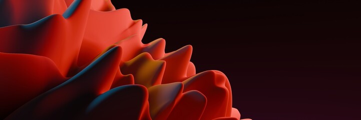 3D Render Close-Up Of Abstract Sculpture In Red And Orange With Smooth Organic Shapes