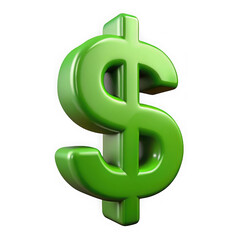 Obraz premium Vibrant Green 3D Dollar Sign Symbol on a Black Background money currency isolated on a transparent background