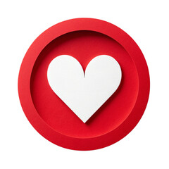 White heart symbol inside red circle isolated on transparent background