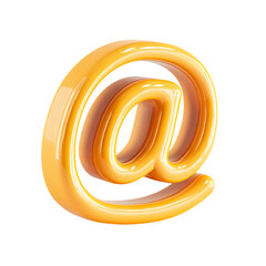 Obraz premium Golden at symbol with textured surface isolated on transparent background