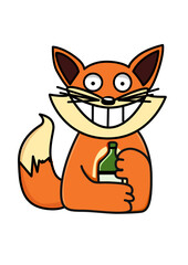 Illustration of a fox hugging a bottle