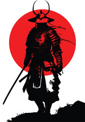 Black and White Samurai Cybersigilism style art