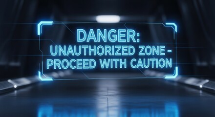 Unauthorized Zone Warning - Proceed with Caution - Digital Display