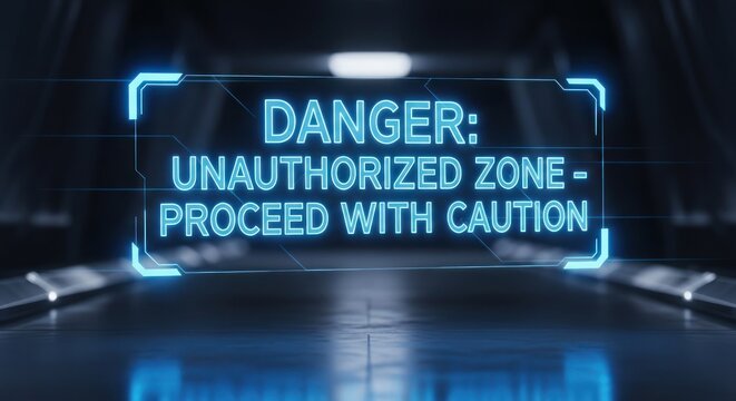 Unauthorized Zone Warning - Proceed with Caution - Digital Display