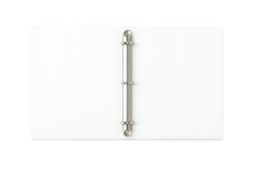 White open binder with metal rings on transparent background