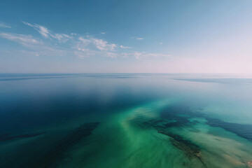 stunning aerial view of ocean surface shimmering sunlight dancing on waves