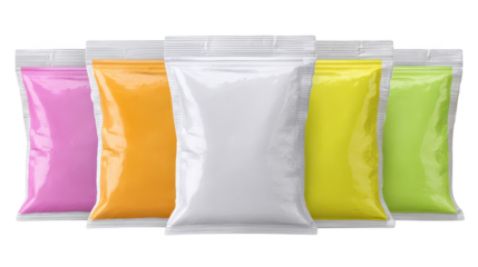 Vibrant holi powders in bags, a colorful celebration of indian festival and culture