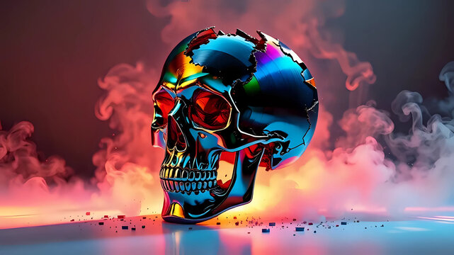 Human skul cyberpunk 