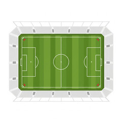 Flat 2D Vector Illustration of Soccer Football Field and Stadium – Top View, Match, Corner Flag © YooW