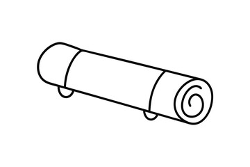 Rolled sleeping mat with straps loops icon single line camping outdoors