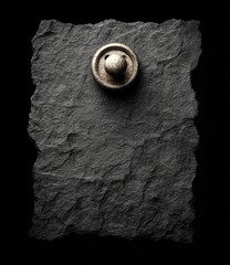 Dark slate placard with metal knob