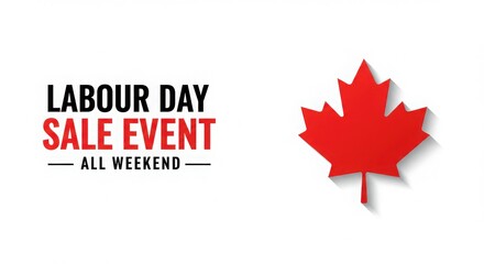 Canadian labour day sale event all weekend with maple leaf