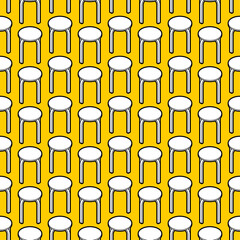Seamless pattern of yellow and white chairs, minimalistic furniture background for design, interior decor, and textile prints. Modern vector illustration.