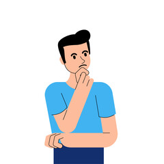 thoughtful man considering a decision. Represents choice, doubt, and dilemma between love and money. Perfect for relationship or finance concepts.