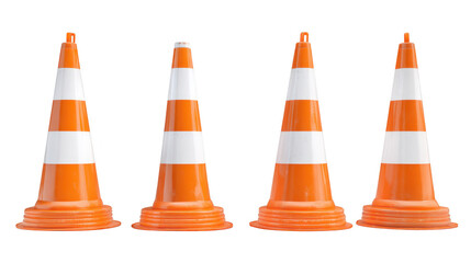 Bright orange and white traffic cones, ensuring safety roadway organization vibrant