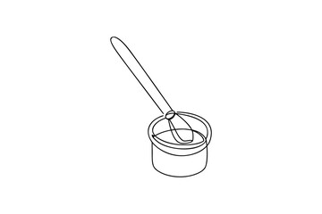 Simple outline drawing a whisk inside a bowl single line cooking baking