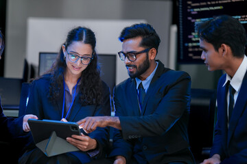 A diverse, multinational team of AI engineers including Indian, East Asian and Caucasian members...