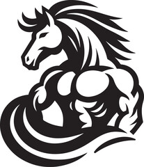 Obraz premium Horse head, black and white vector illustration isolated on white background