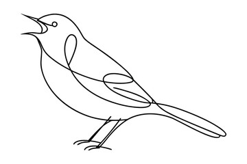 Single line art a singing bird with open beak vector